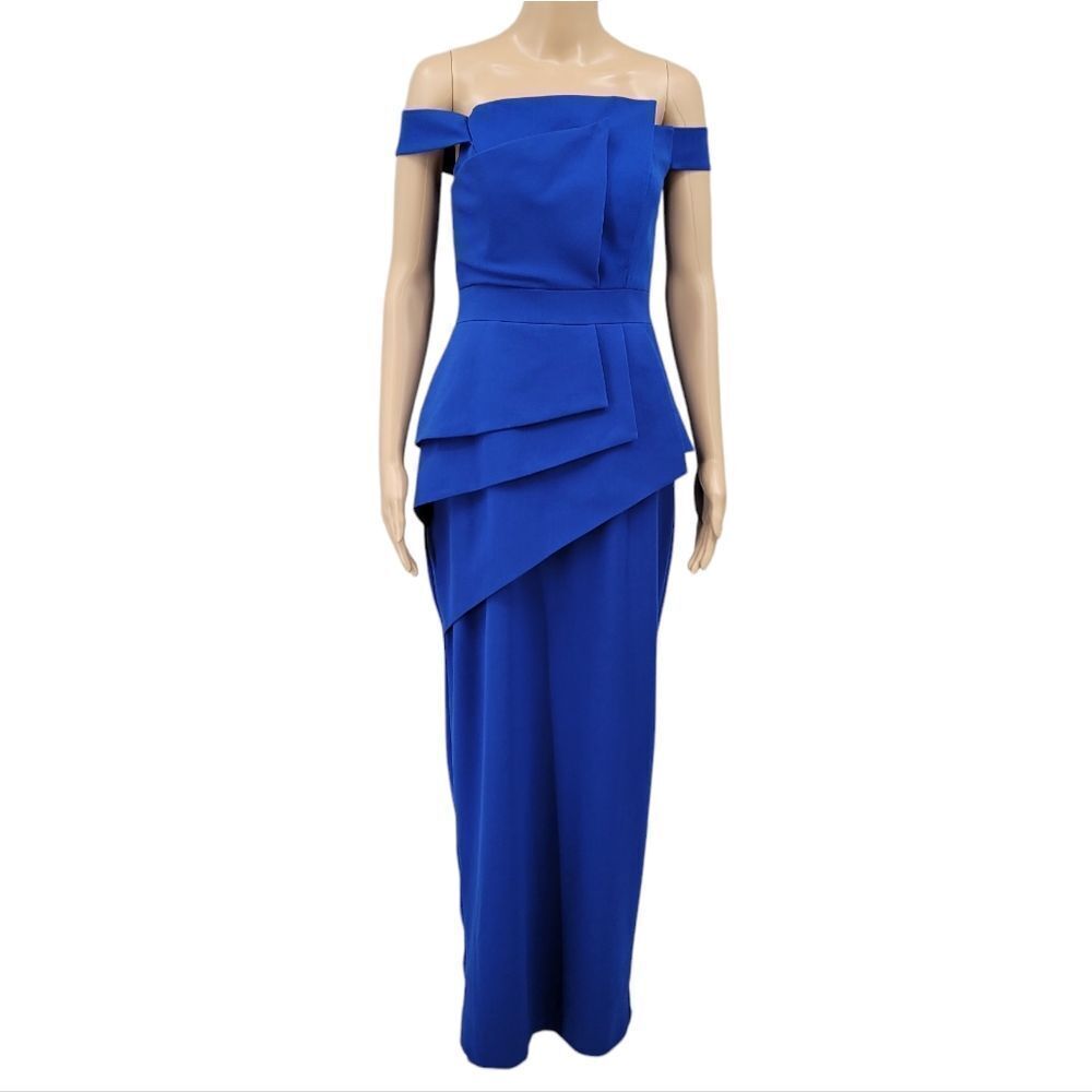 Black Halo Blue Off-Shoulder Dress